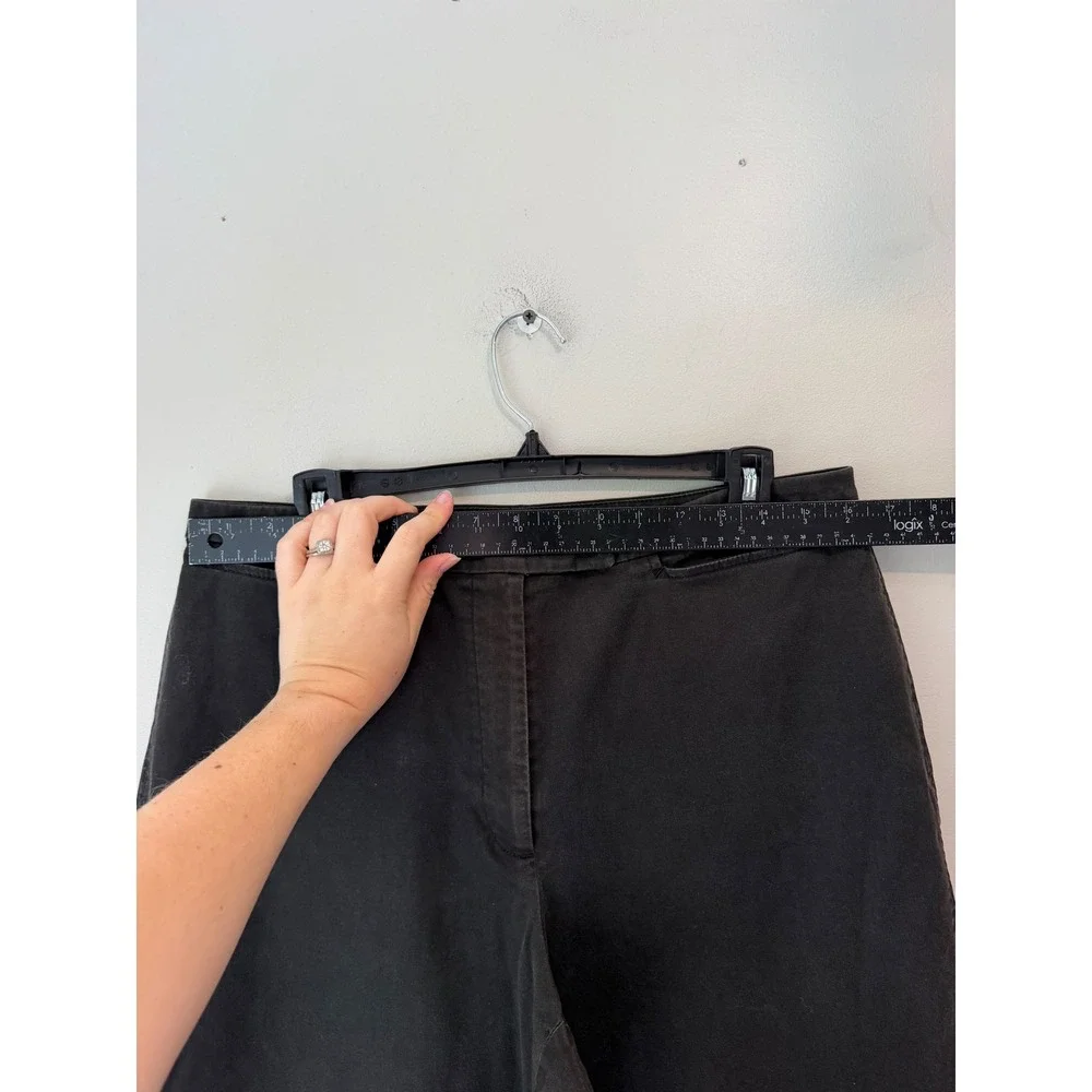 Ann Taylor Stretch Black Straight Leg Trousers Pants Women Size 14 Cotton Blend